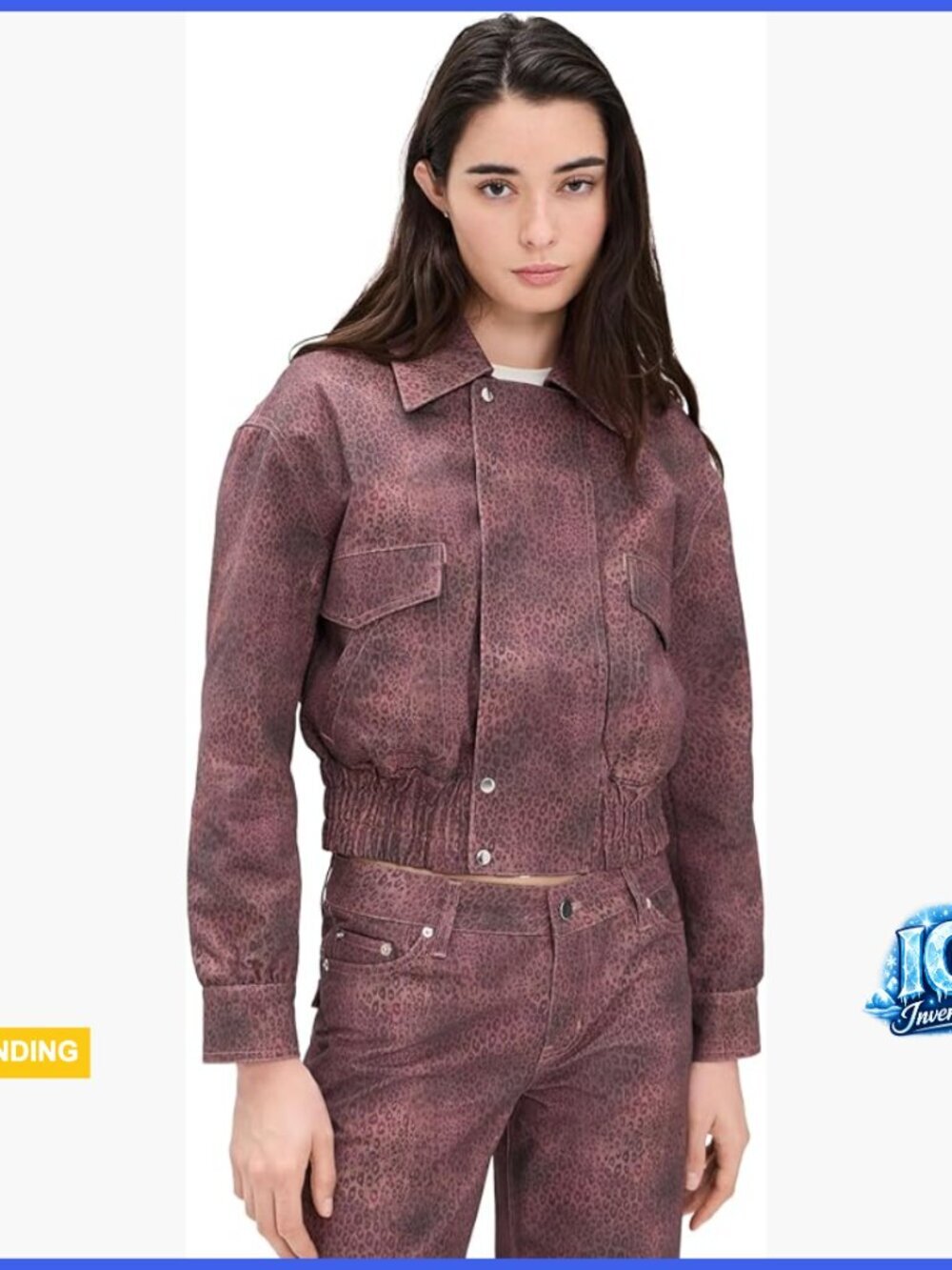 Mid-weight denim bomber jacket with snap flap and hidden zip